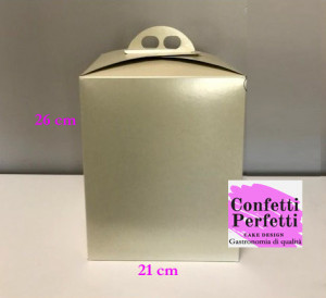 21 x 21 Altezza 26 cm. Avorio. Elegante Scatola Quadrata rigida per Panettone e Pandoro