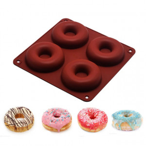 4 Grandi Ciambelle. Stampo Antiaderente in Silicone Platinico