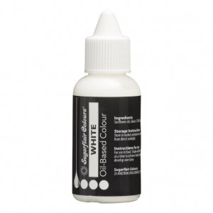 Bianco. Colorante a base Olio per Cioccolato, Crema al burro, Pasta di Zucchero e Panna. 30 ml. Sugarflair