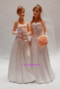 Cake Topper 3/D Spose Donne Gay Arcobaleno. In Resina