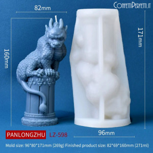 Drago su colonna di 16 cm. Stampo in silicone anche per Candele