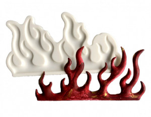 Fiamme e Fuoco. Grande stampo in silicone di 18.5 cm. Flame Effect Cake Decoration Silicone Mold