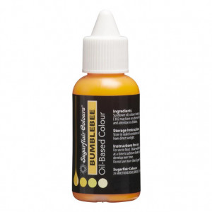 Giallo Calabrone. BUMBLEBEE. Colorante a base Olio per Cioccolato, Crema al burro, Pasta di Zucchero e Panna. 30 ml. Sugarflair