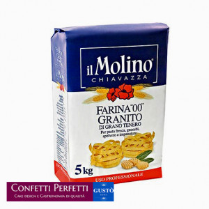 Granito. Farina 00 di grano tenero. Sfarinato Professionale.5 Kg. Molino Chiavazza