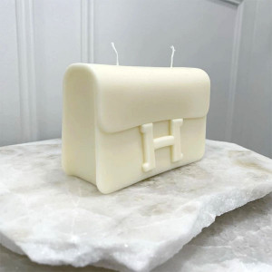 Mini Borsetta Logo Griffe Hermes di 5.8 x h3.9 x 2.5 cm. Stampo in silicone anche per Candele