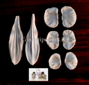 Orchidea. Set completo di 8 Venatori in silicone + 3 Cutter in metallo
