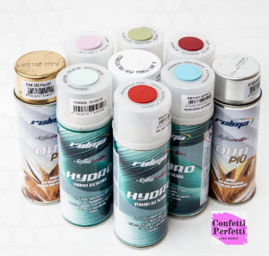 Oro Argento Rosso e Blu. Bomboletta Spray colorante a base d’Acqua per Polistirolo
