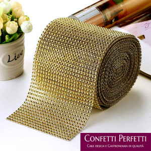 Oro. Bordo Strass Alto 10 cm con 24 file