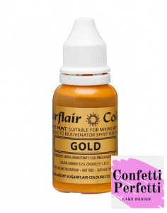 Oro. Vernice a Gocce. Per Panna Creme Burro e Pasta di Zucchero. 14 ml. Sugarflair