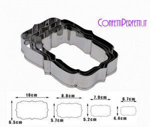 Set di 4 grandi Cornici decorative in metallo. Stampo Cutter Tagliapasta Cornice Rettangolare