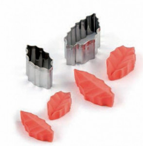 Stampo Foglia Agrifoglio. 4 Venatori + Cutter in metallo