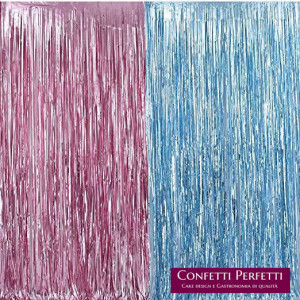 Tenda o Frangia in Foil per decorazioni. Azzurro o Rosa. Gender Reveal