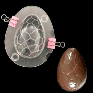 Uovo di Pasqua di Cioccolato con Venature. Doppio stampo in policarbonato rigido