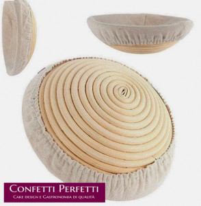 18 cm. 1 Kg di impasto. Cestino di Lievitazione Tondo in Rattan naturale con Fodera. Pane e Pizza