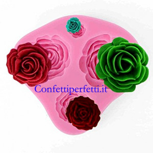 4 piccole Rose. Stampo in silicone