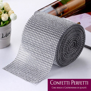 Argento. Bordo Strass Alto 10 cm con 24 file
