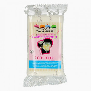 Aromatizzata al Gin Tonic. Senza Alcool. Bianca. Pasta di zucchero senza Glutine. FunCakes
