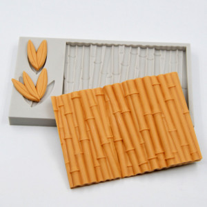 Bamboo Legno Steccato con foglie. Stampo in silicone di alta qualità