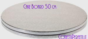 Cake Board Tondo 50 cm. Spessore 13 mm. Vassoio Argento per Torte. Decora