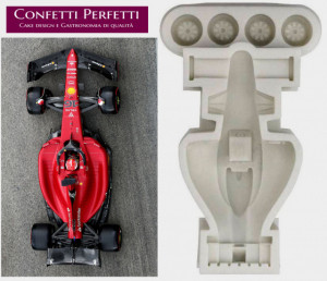 Ferrari 3/D Formula 1. Favoloso stampo di 17 cm in silicone con 4 pneumatici