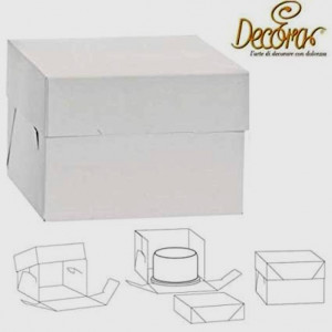40.5 x 40.5 Altezza 37cm. Rigida. Scatola Trasporta Torta Dolci Alimentare - Bianca Decora