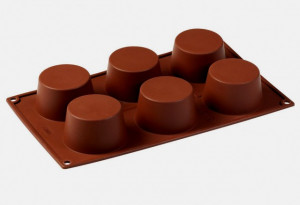 6 Cavità. Stampo in silicone per Muffin, Brownie, Cupcake e Dolci.