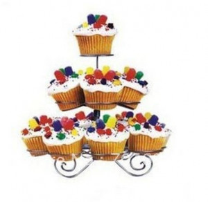 Alzata porta Cup Cake e Muffin in acciaio a 3 piani.