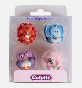 Animali Baby. Set di 12 decorazioni in zucchero a tema Culpitt
