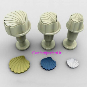 Conchiglie. Set 3 mini stampi ad espulsione. Mare. Dekofee