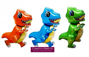 Dinosauro T-Rex Tirannosauro in 3 colori. Grande Palloncino XL Metal Mylar di 51 x 77 cm