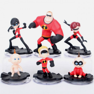 Gli Incredibili 2 Disney Pixar. Set di 6 Fantastiche Statuine in PVC