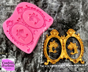 Grande doppia Cornice decorata Ovale. Barocco Vintage. Stampo in silicone