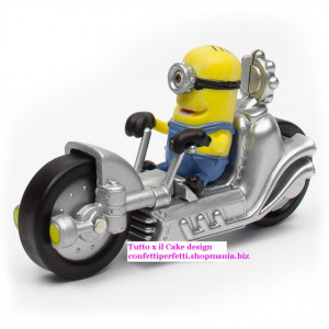 Modellino in PVC e metallo di Minions in Dragster moto