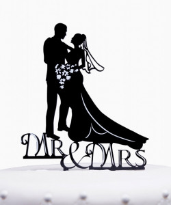 Mr e Mrs. Cake Topper Sposi. Silhouette sagoma nera