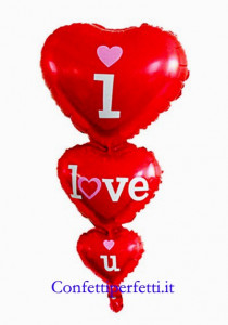 Palloncino gigante di 1 metro in Mylar a forma di Triplo Cuore !!