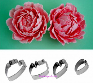 Peonia. 4 grandi Cutter Stampo in metallo