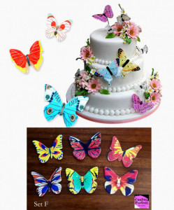 Set F. Farfalle volanti in Wafer Paper edibili. Cake Topper