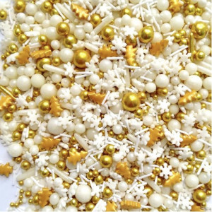 Sprinkle Glitter di Zucchero. Fiocchi di neve e Perle Natale. First Snow. 100 gr.