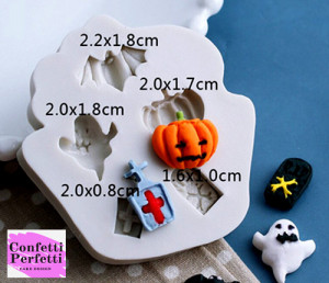 Zucca Fantasma Pipistrello. Stampo Halloween con 5 forme in silicone