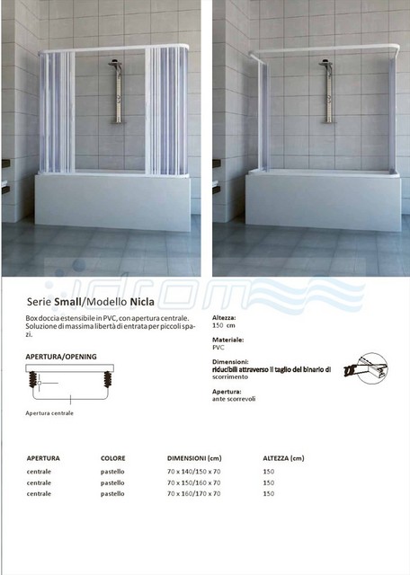Box Doccia Sopravasca Alba 170x150 Cm - Doppia Anta In PVC, Apertura Centrale, Bianco - Foto 7