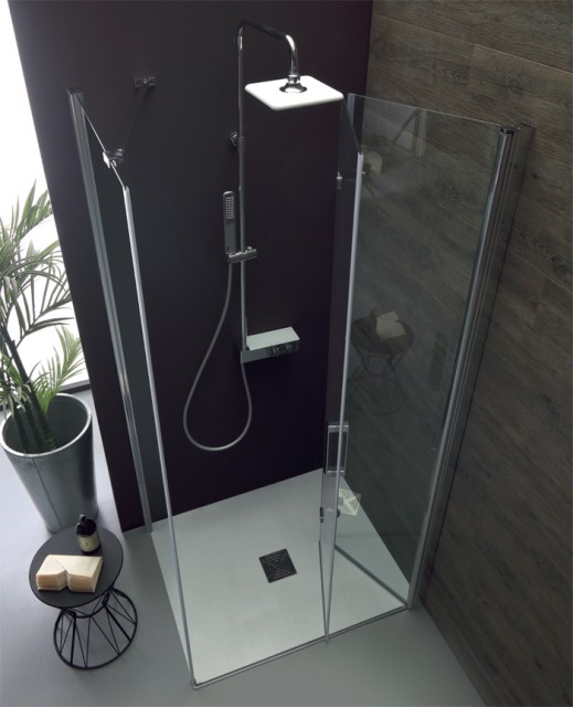 Porta doccia con apertura a battente da 90 cm in vetro 6mm trasparente mod.  Vega
