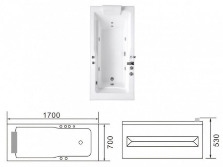 Vasca incasso standard 170x70 versione isola 3 lati-Makro