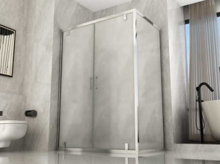 Porta doccia per nicchia 70-75cm doppio battente profili neri