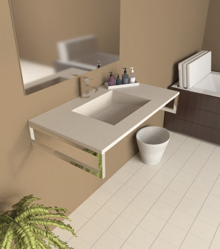 Lavabi Marmo Per Bagno.Lavabo Sospeso Moderno In Mineral Marmo Da 50 A 200cm