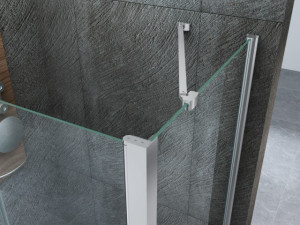 Box doccia centra stanza con anta fissa e porta scorrevole "045F TRIO" cristallo 8mm