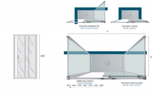 BOX DOCCIA VETRO CON ANTA FISSA E PORTA SCORREVOLE "FPSC50" H200 Anticalcare
