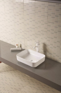 Lavabo da appoggio in ceramica rettangolare 50x39 h13 "802"