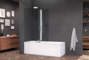 Vasca da bagno combinata 170X70 cm con telaio e cabina box doccia incasso  acrilico Aqualife Duo