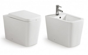 SANITARI A TERRA FILO MURO "OBLONG" COPRI VASO FRIZIONATO