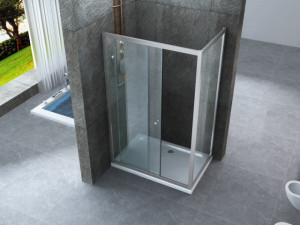 Box doccia in cristallo con anta fissa e porta porta scorrevole 6mm "016"
